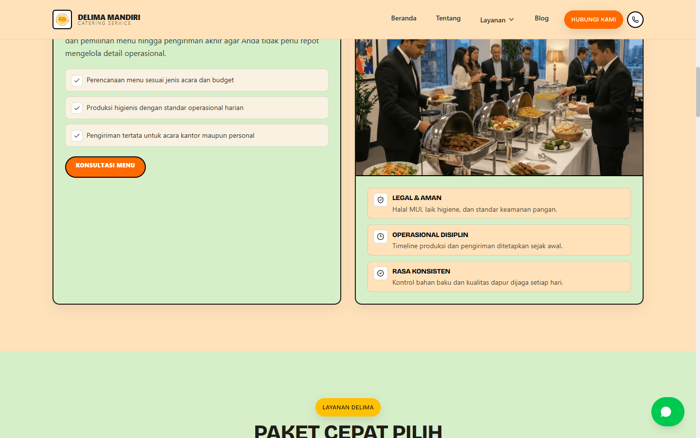 Delima Mandiri Catering Website - Services Section